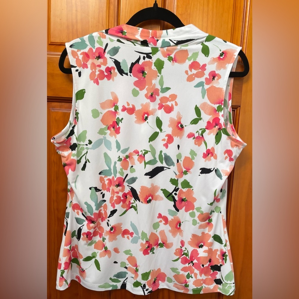 Calvin Klein White Sleeveless Floral Blouse - Picture 7 of 16